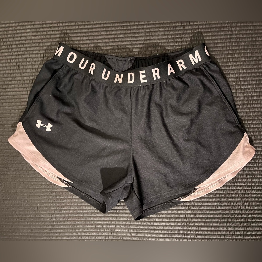 Under Armour Shorts Black Light Pink Stripe Athleisure Athletic S Small Women